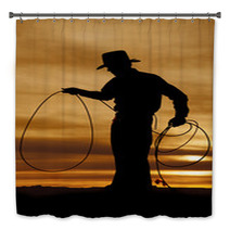 Cowboy Silhouette Hold Rope Loop Bath Decor 54781537