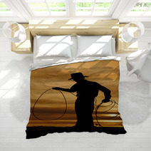 Cowboy Silhouette Hold Rope Loop Bedding 54781537