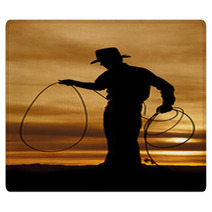Cowboy Silhouette Hold Rope Loop Rugs 54781537
