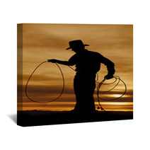 Cowboy Silhouette Hold Rope Loop Wall Art 54781537