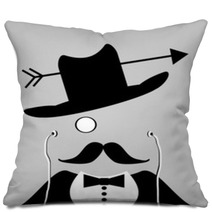 Cowboy With Arrow Through Hat Wearing Earphones Pillows 51239989