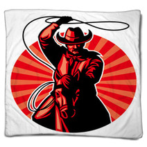 Cowboy With Lasso Blankets 70972656