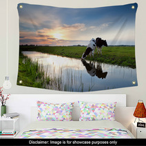 Cows Grazing At Sunset Wall Art 54173062