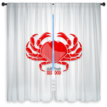 Crab Seafood Menu Background Window Curtains 80649790