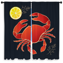 Crab With Lemon And Dill Window Curtains 80935263