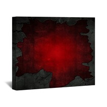 Cracked Concrete And Red Grunge Background Wall Art 53724550