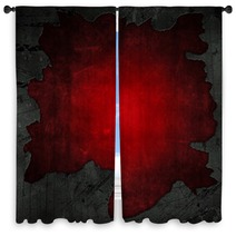 Cracked Concrete And Red Grunge Background Window Curtains 53724550