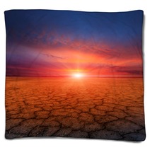 Cracked Earth And Sunset Blankets 70276816