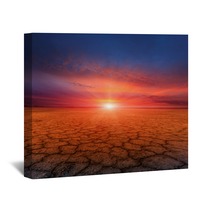 Cracked Earth And Sunset Wall Art 70276816