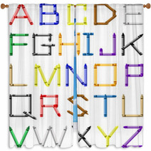 Crayone Alphabet - English Characters Window Curtains 8233960