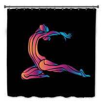 Creative Color Silhouette Of Gymnastic Girl Art Gymnastics Bath Decor 100273221