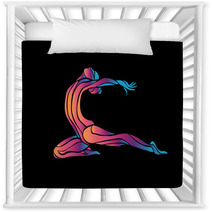Creative Color Silhouette Of Gymnastic Girl Art Gymnastics Nursery Decor 100273221