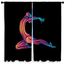 Creative Color Silhouette Of Gymnastic Girl Art Gymnastics Window Curtains 100273221