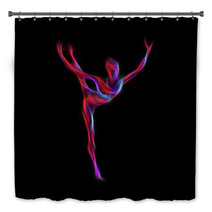 Creative Silhouette Of Gymnastic Girl Art Gymnastics Bath Decor 94596790