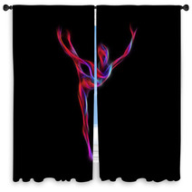 Creative Silhouette Of Gymnastic Girl Art Gymnastics Window Curtains 94596790