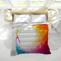 Creative Silhouette Of Gymnastic Girl. Fitness Vector Bedding 85775966
