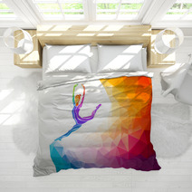 Creative Silhouette Of Gymnastic Girl Fitness Vector Bedding 87250455