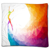 Creative Silhouette Of Gymnastic Girl. Fitness Vector Blankets 85775966