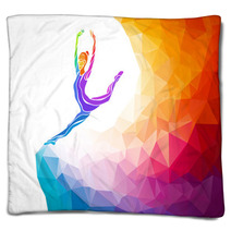Creative Silhouette Of Gymnastic Girl Fitness Vector Blankets 87250455