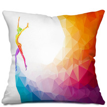 Creative Silhouette Of Gymnastic Girl. Fitness Vector Pillows 85775966