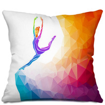 Creative Silhouette Of Gymnastic Girl Fitness Vector Pillows 87250455