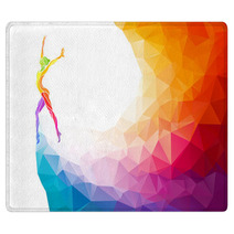 Creative Silhouette Of Gymnastic Girl. Fitness Vector Rugs 85775966