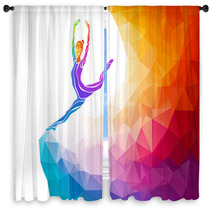 Creative Silhouette Of Gymnastic Girl Fitness Vector Window Curtains 87250455
