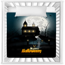 Creepy Cartoon Haunted House And Spooky Road Nursery Decor 68390730
