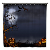 Creepy Halloween Scene - Digital Illustration Bath Decor 91428800