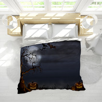 Creepy Halloween Scene - Digital Illustration Bedding 91428800