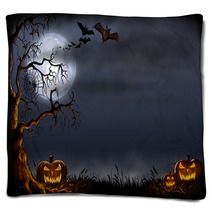 Creepy Halloween Scene - Digital Illustration Blankets 91428800