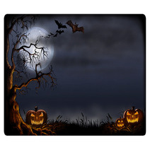 Creepy Halloween Scene - Digital Illustration Rugs 91428800