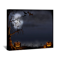 Creepy Halloween Scene - Digital Illustration Wall Art 91428800