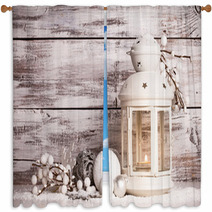 Cristmas Lantern With Snow Window Curtains 56465023