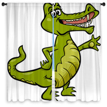Crocodile Animal Cartoon Illustration Window Curtains 66637590