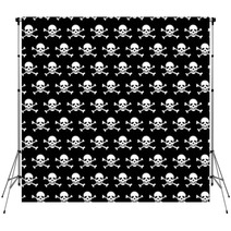 Crossbones And Skull Pattern On Black Background Backdrops 133891625