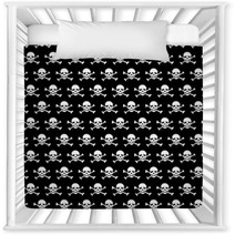 Crossbones And Skull Pattern On Black Background Nursery Decor 133891625