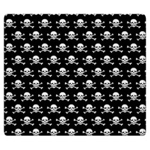 Crossbones And Skull Pattern On Black Background Rugs 133891625
