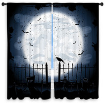 Crow In Cemetery Window Curtains 53442131