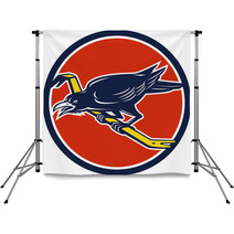 Crow Perching Crowbar Circle Logo Backdrops 89952498