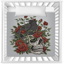 Crow Roses And Skull Tattoo Design Nursery Decor 80289459