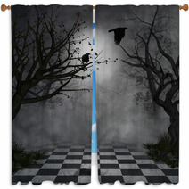 Crows In A Fantastic Park Window Curtains 65349420