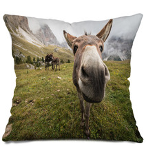 Curious Donkey In Dolomites Pillows 71572950