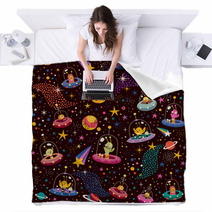 Cute Aliens Pattern Blankets 60326190