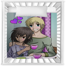 Cute Anime Style Couple Enjoying Valentines Day Nursery Decor 29745434