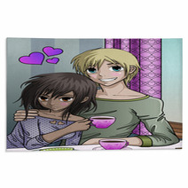Cute Anime Style Couple Enjoying Valentines Day Rugs 29745434