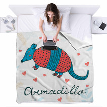 Cute Armadillo Character Blankets 92721342