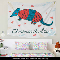 Cute Armadillo Character Wall Art 92721342