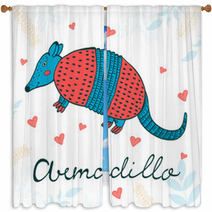 Cute Armadillo Character Window Curtains 92721342