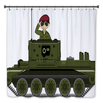 Cute Army Soldier Saluting In Tank Bath Decor 141878959